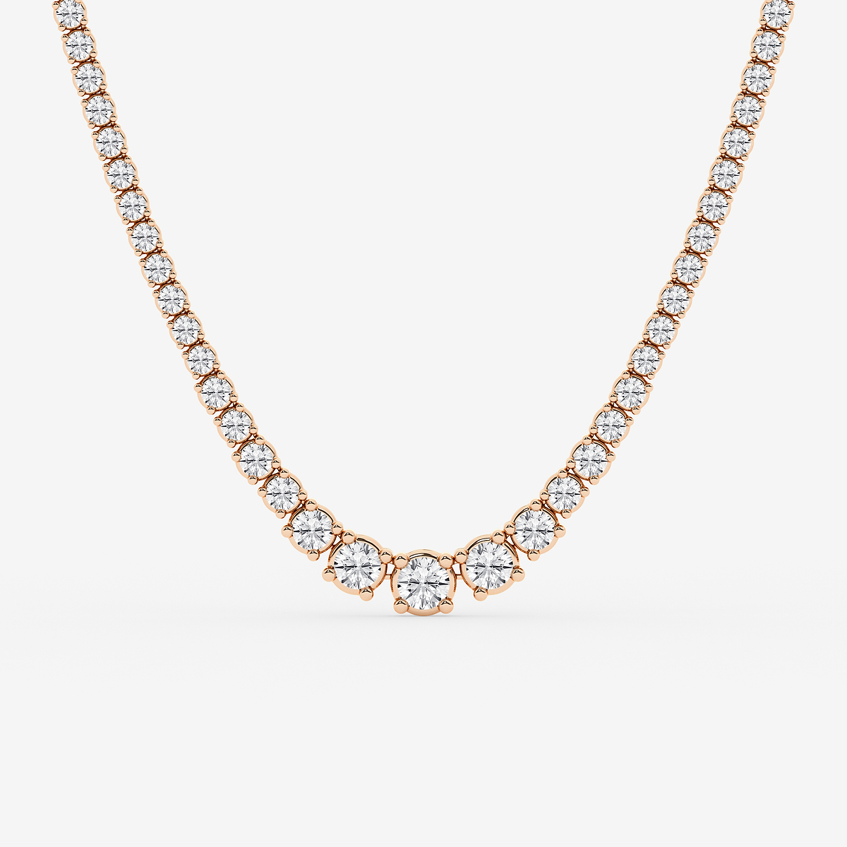 15 ctw Round Lab Grown Diamond Four Prong Graduated Tennis Necklace